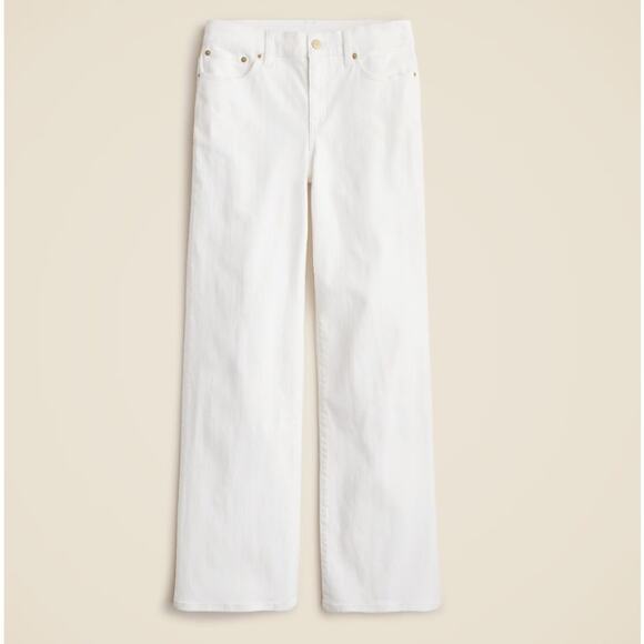 J.Crew Petite Lower Rise Full Length Slim Wide Leg Jeans 28P White Denim Stretch - Picture 1 of 6